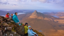 Guests enjoying the view of Stac Pollaidh and Inverpolly from Cul Beag