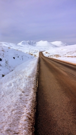 An Teallach in winter (roads are well treated with salt in the highlands)