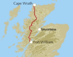 Cape Wrath Trail route (over 200 miles)